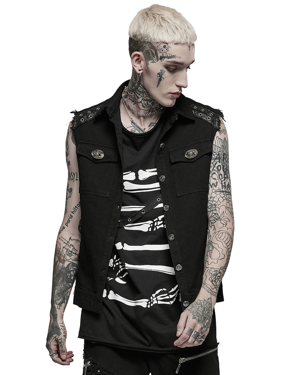 WY-1361 Mens Cutoff Biker Vest