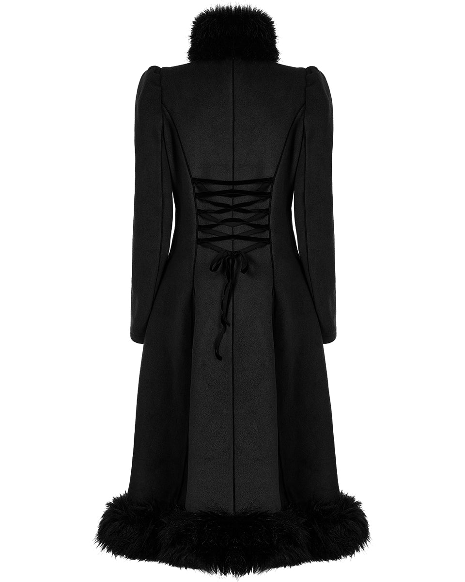 WY-1414 Womens Gothic Lace Applique Velvet Maxi Coat