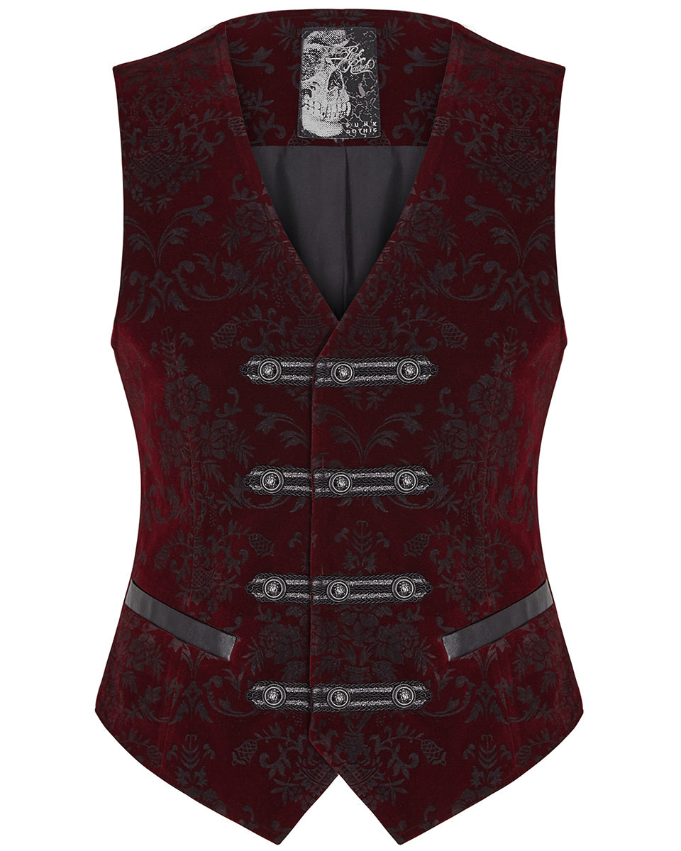 Y-813 Alcazar Mens Waistcoat Vest - Red Damask