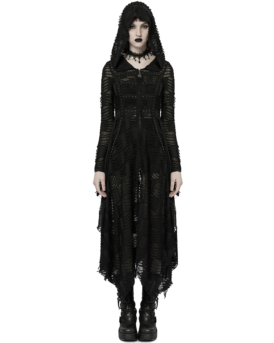 WY-1393 Decayed Ruins Shredded Apocalyptic Witch Hooded Cloak Jacket