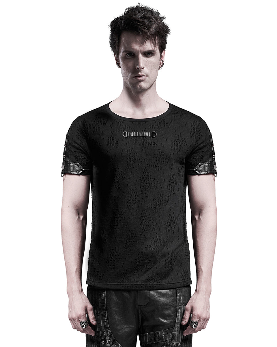 WT-658 Atompunk Mens Apocalyptic Broken Knit T-Shirt Top