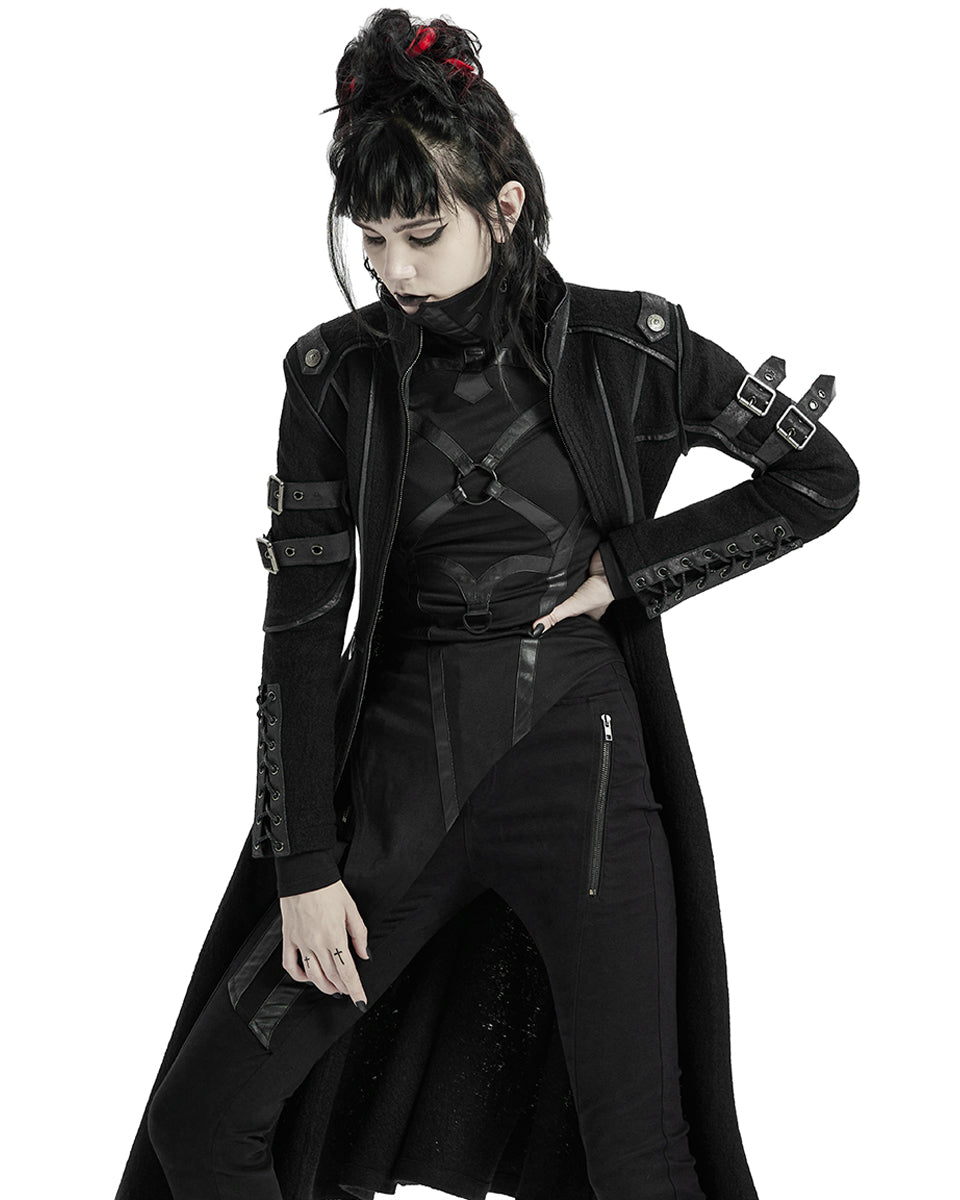 WY-1302 Insurrectine Womens Cyberpunk Coat - Black