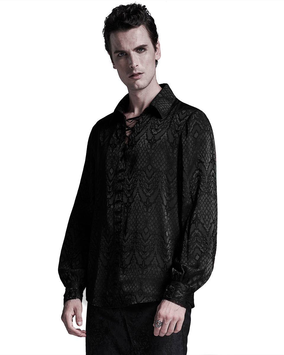 WY-1279 Mens Serpentine Gothic Dandy Shirt - Black