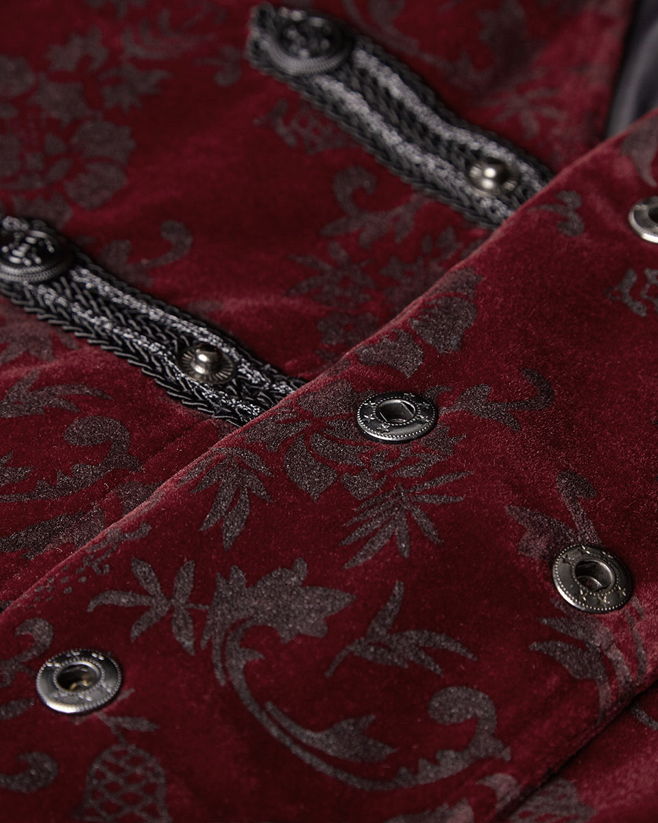 Y-813 Alcazar Mens Waistcoat Vest - Red Damask