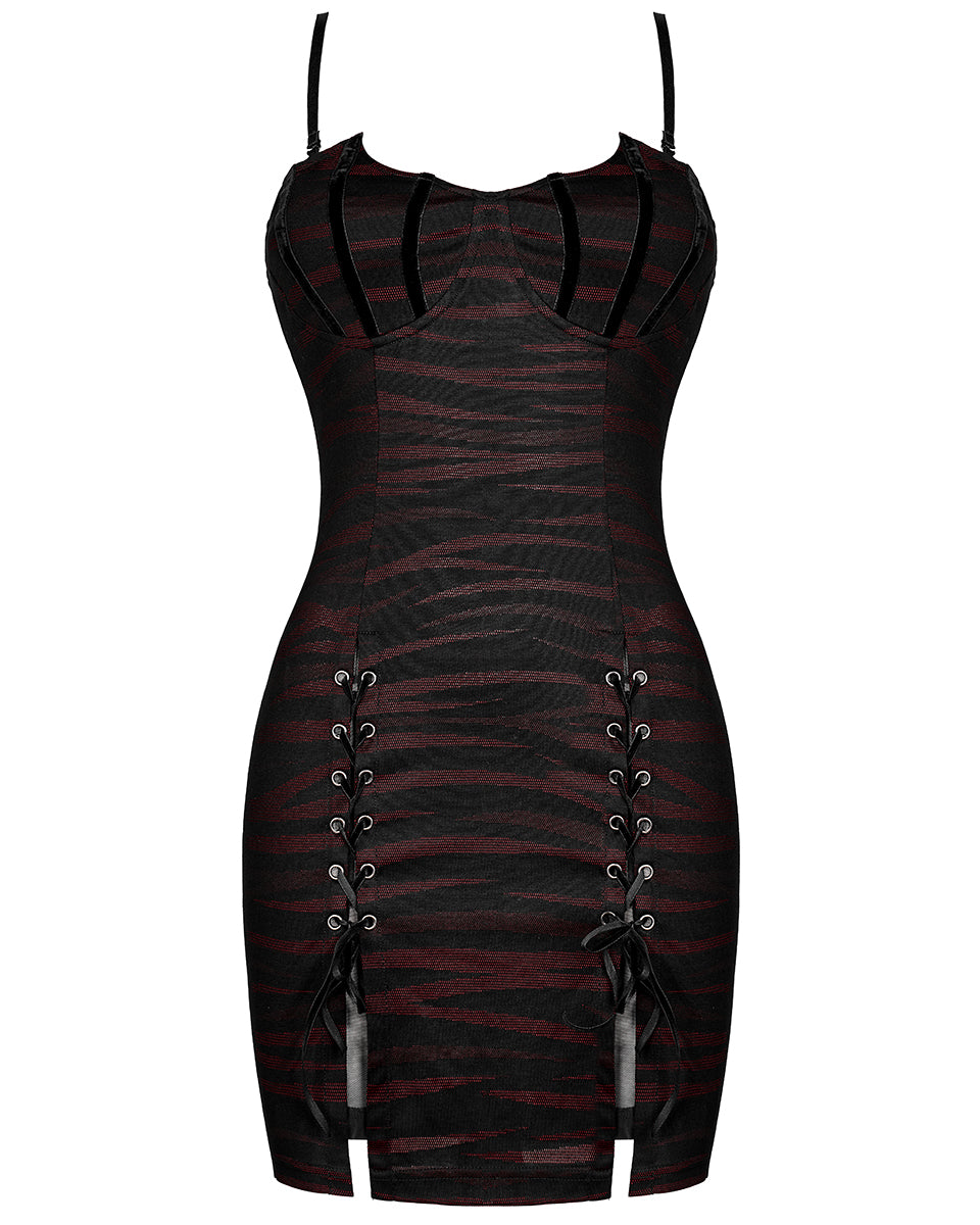 WQ-534 Womens Gothic Vampire Batwing Slip Dress - Black & Red