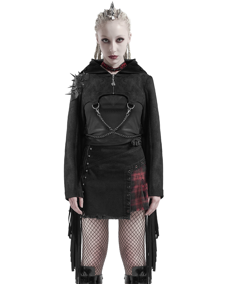 Y-667 Stormrider Womens Apocalyptic Hooded Cropped Biker Jacket