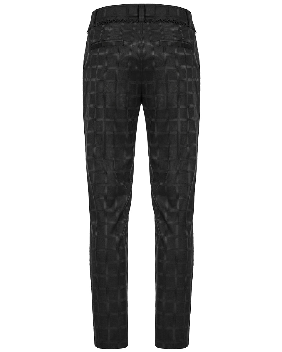 WK-528 Mens Dark Gothic Plaid Dress Pants