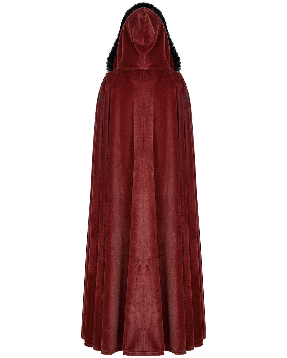 WY-1423 Womens Gothic Hooded Cloak - Red & Black