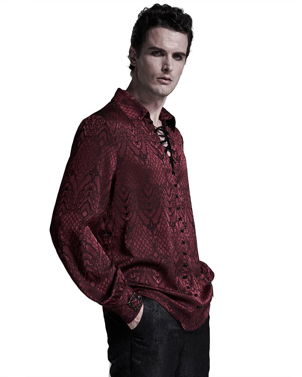 WY-1279 Mens Serpentine Gothic Dandy Shirt - Red