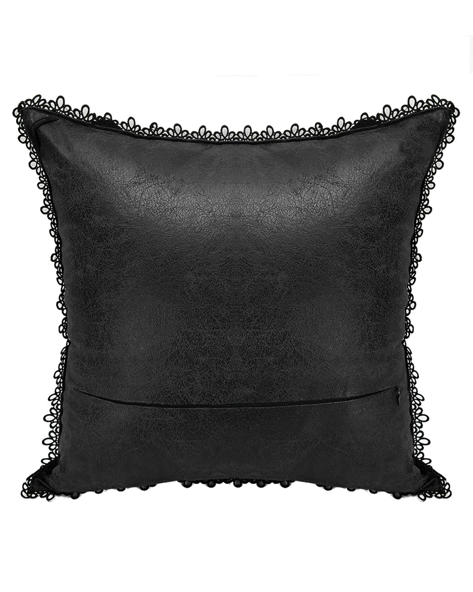 JZ-002 Gothic Home Lace Applique Filled Cushion - Black