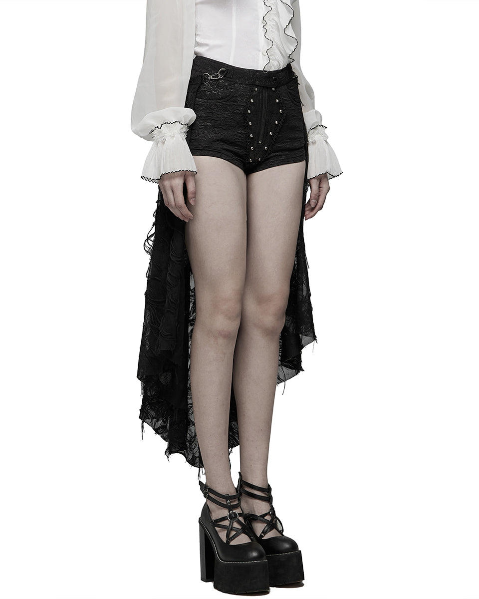 WK-502 Womens Gothic Studded Casket Lace Hot Shirts & Half Skirt Set