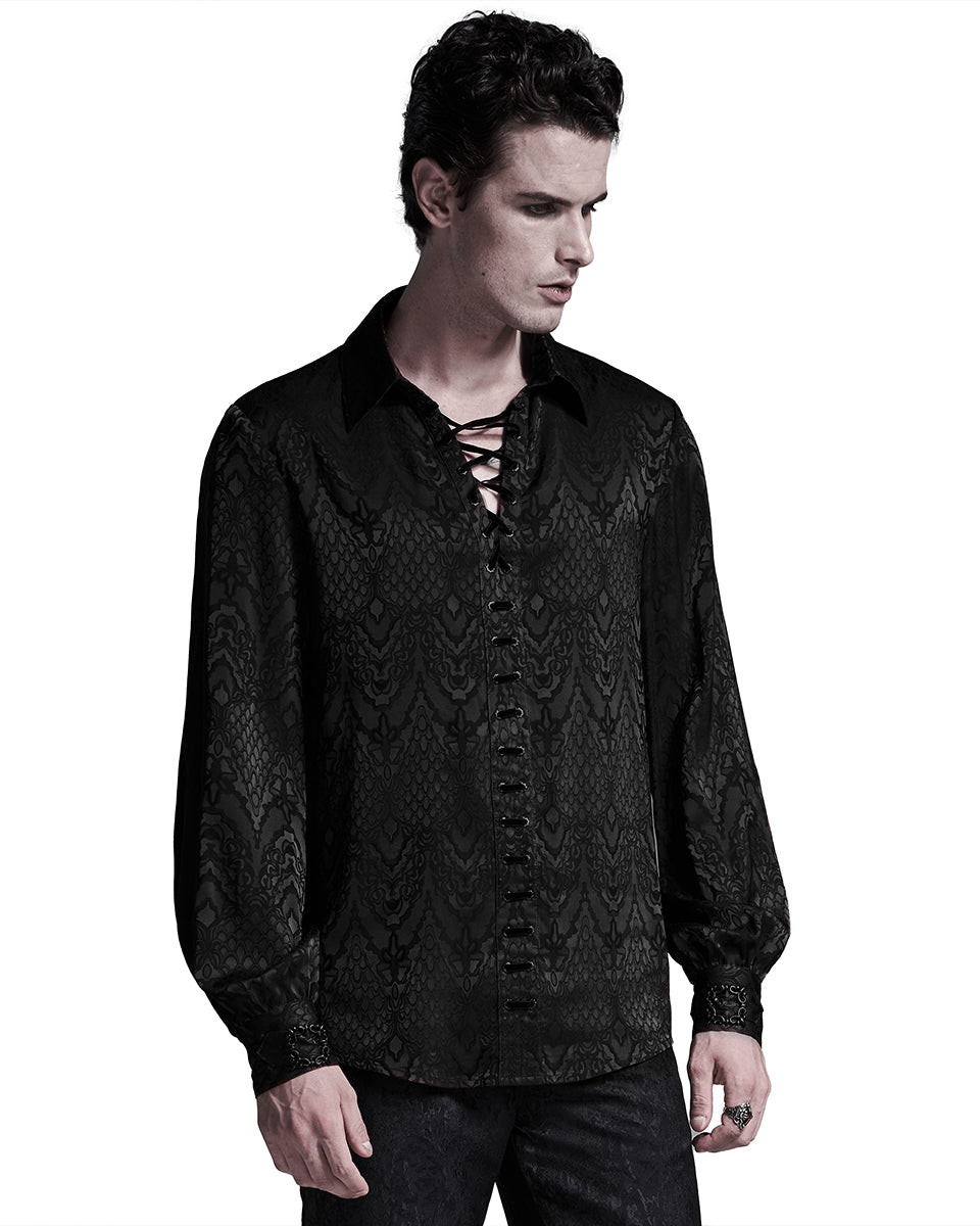 WY-1279 Mens Serpentine Gothic Dandy Shirt - Black