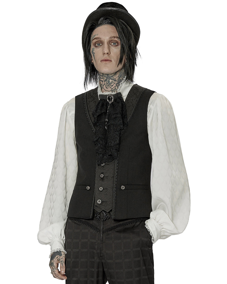 WY-1443 Mens Dark Gothic Spliced Jacquard Waistcoat Vest