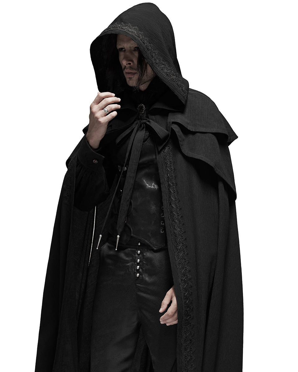 WY-1177 Necromancer Mens Hooded Gothic Travelling Cloak