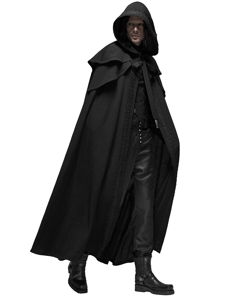 WY-1177 Necromancer Mens Hooded Gothic Travelling Cloak