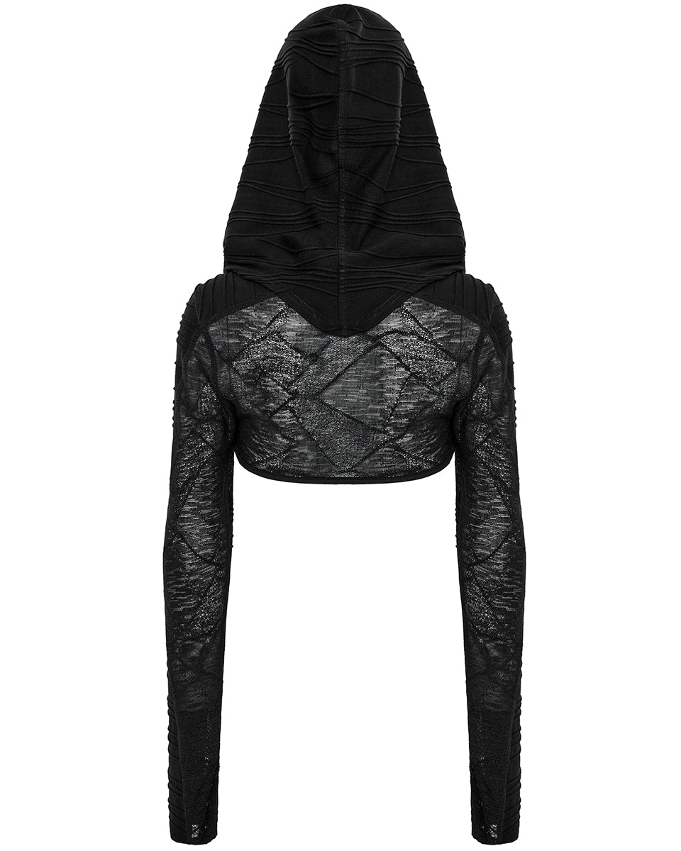 WY-1475 Womens Post Apocalyptic Techwear Gothic Hooded Bolero Top