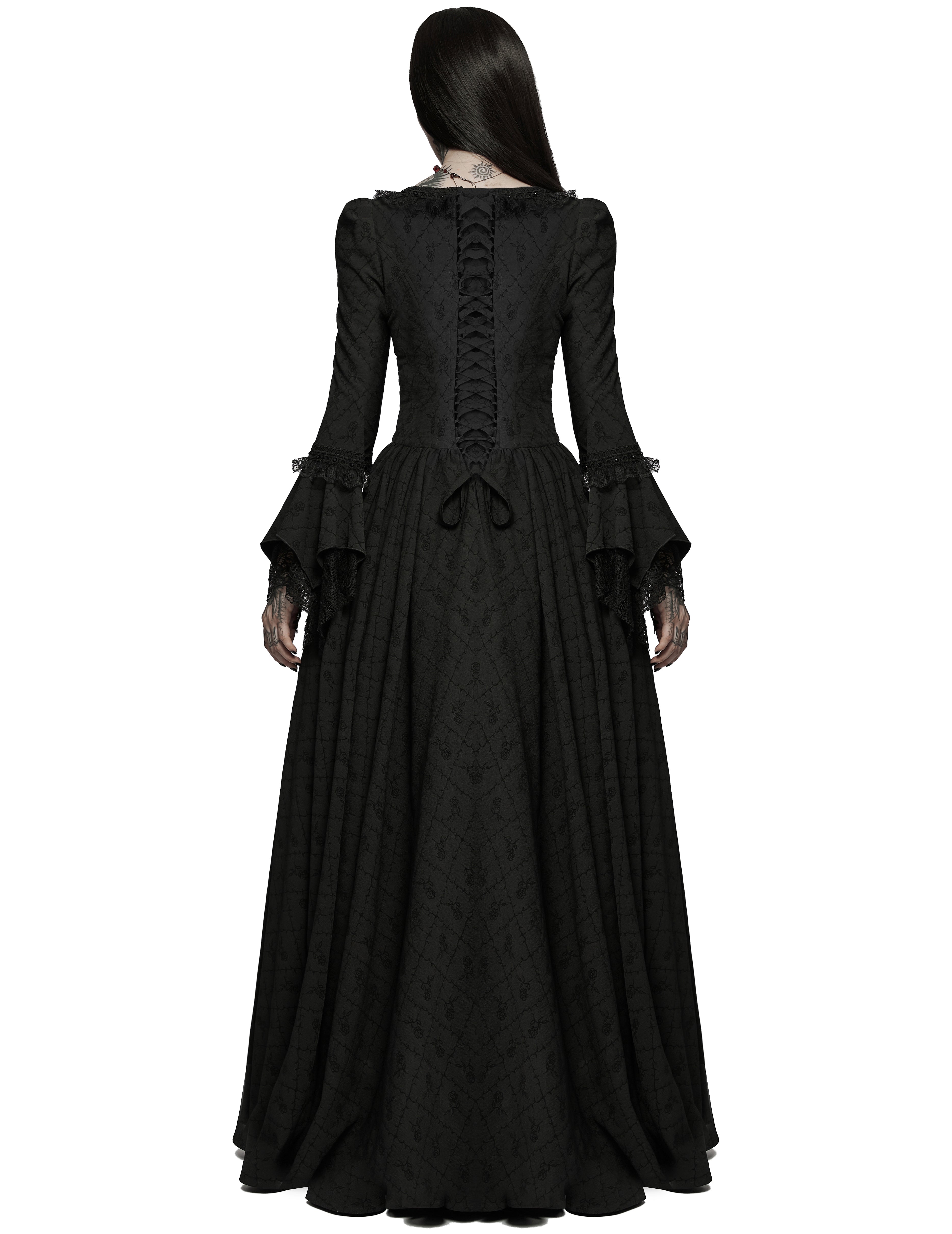 WQ-600 Womens Gothic Thorned Rose Gown Dress