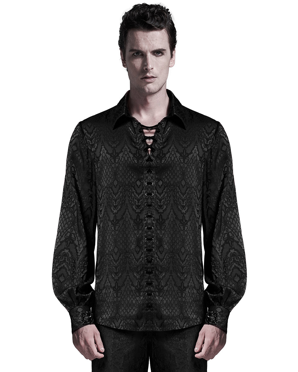 WY-1279 Mens Serpentine Gothic Dandy Shirt - Black