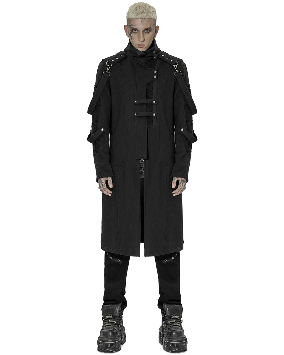 WY-1422 Mens Futuristic Cyberpunk Spliced Knit Coat