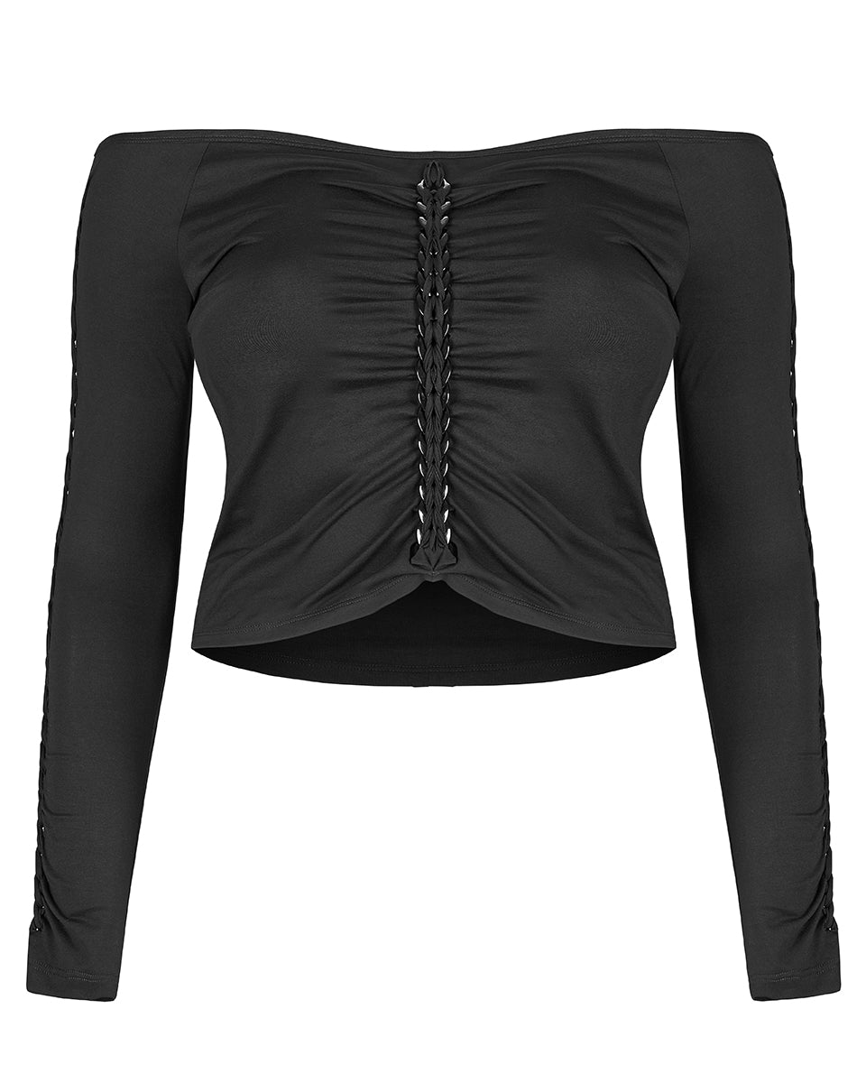 DT-725 Plus Size Womens Twisted Metal Off Shoulder Top