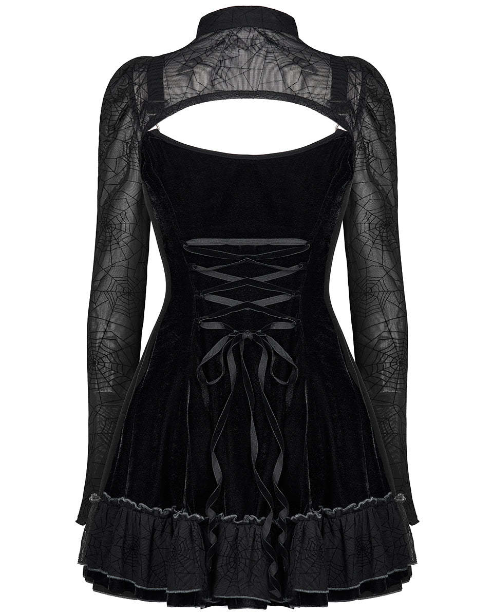 WQ-569 Womens 2 Piece Gothic Velvet Dress & Mesh Bolero Set