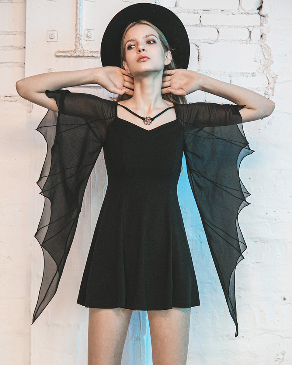 OPQ-770 Daily Life Chiffon Bat Wing Mini Dress