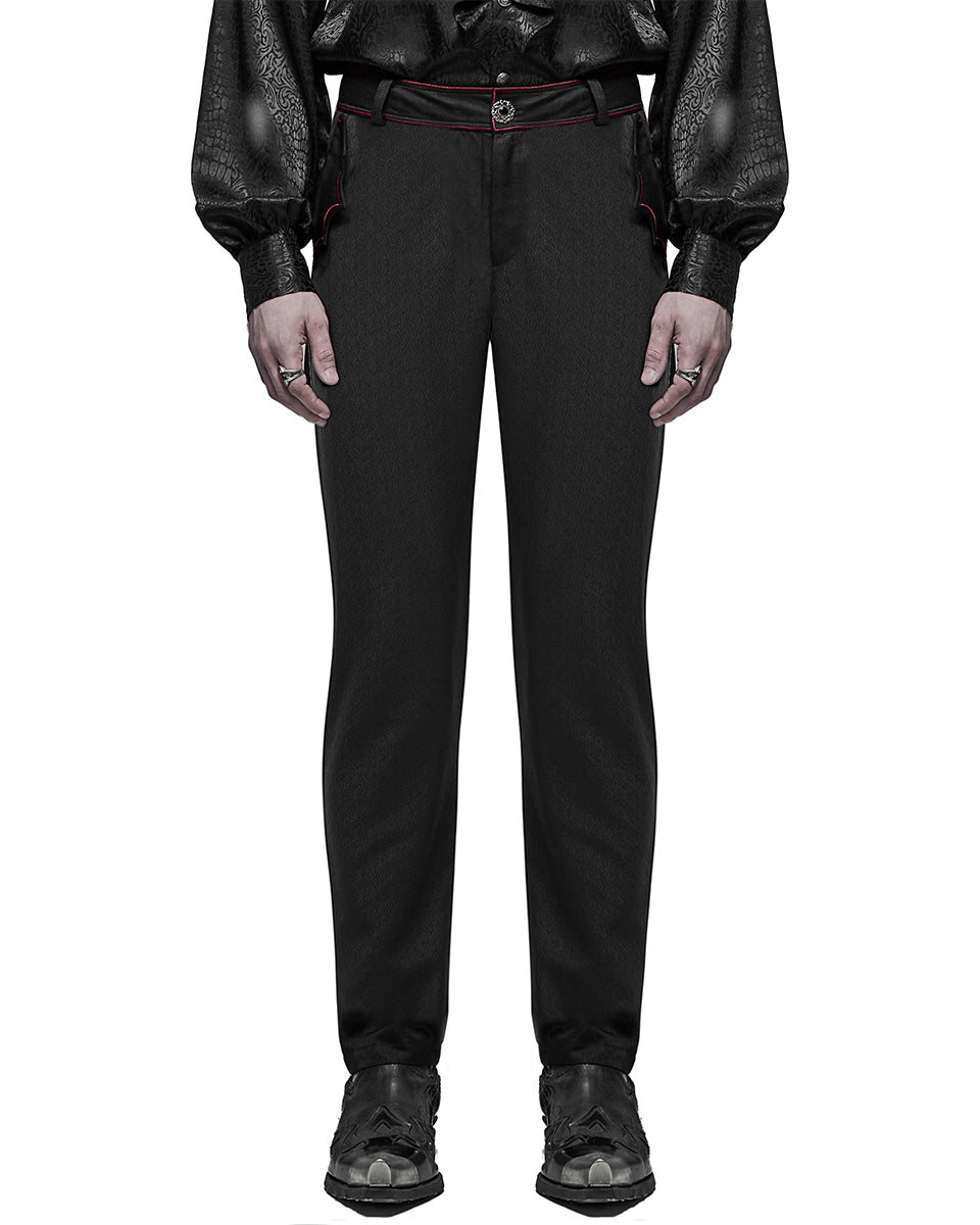 WK-481 Chiroptera Mens Gothic Dress Pants - Black & Red