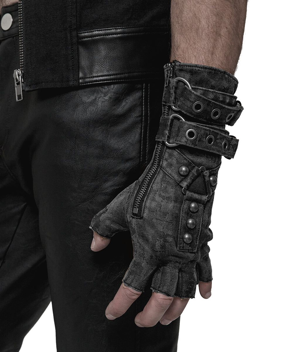 WS-252 Mens Dieselpunk Engineer Gloves - Grey