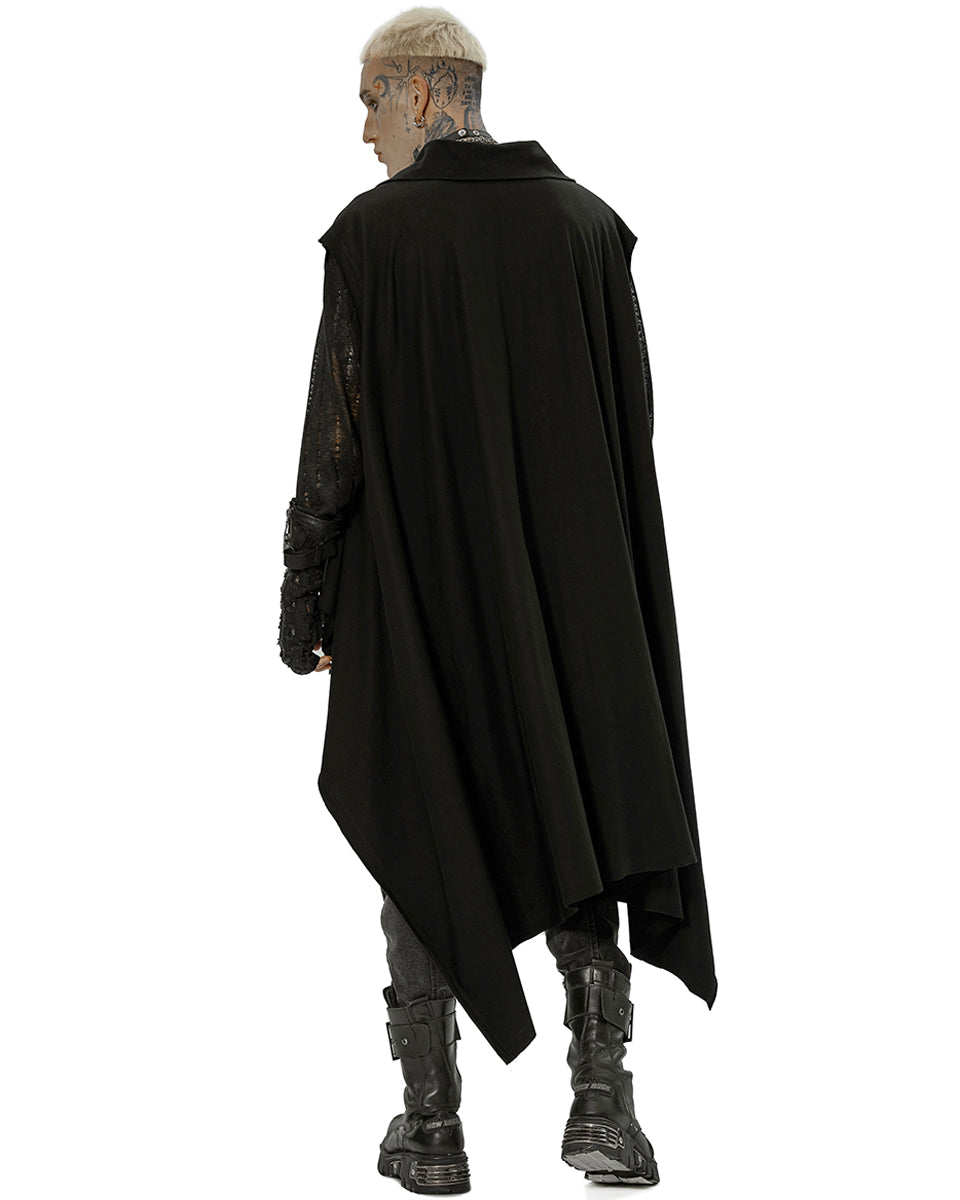 WY-1451 Mens Apocalyptic Gothic Hooded Spliced Mesh Cloak