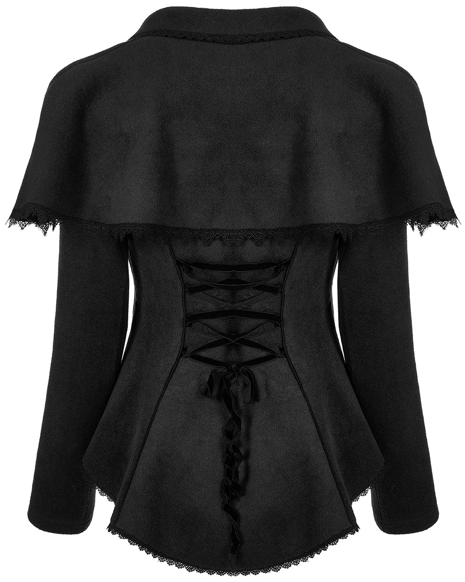 WY-1413 Womens Gothic Lolita Shoulder Cape Jacket - Black