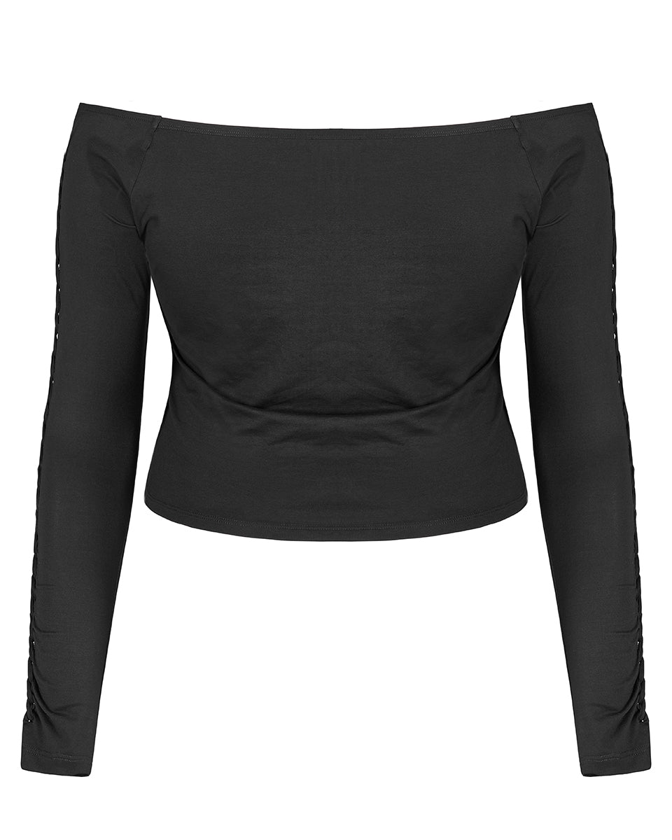 DT-725 Plus Size Womens Twisted Metal Off Shoulder Top