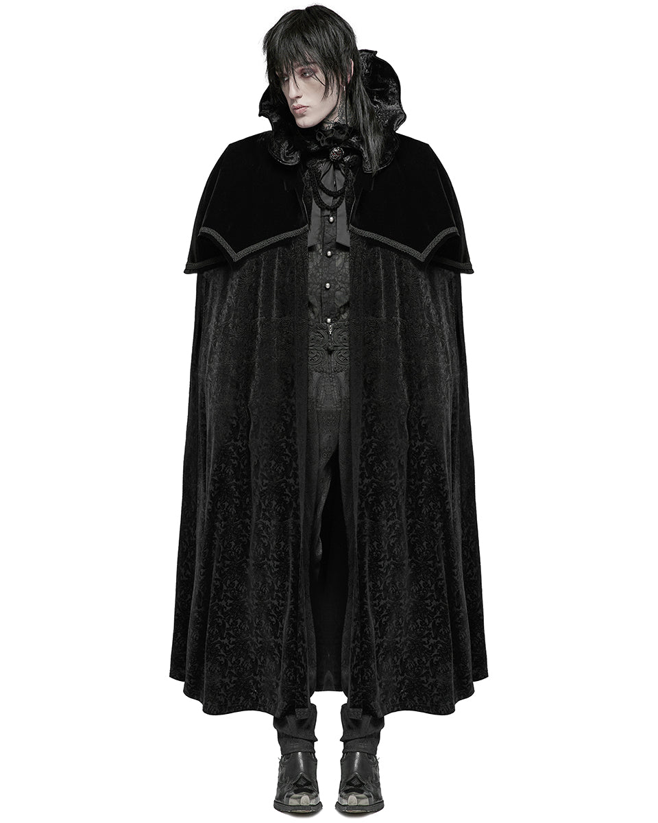 WY-1378 Mens Gothic Vampire Flocked Velvet Cloak