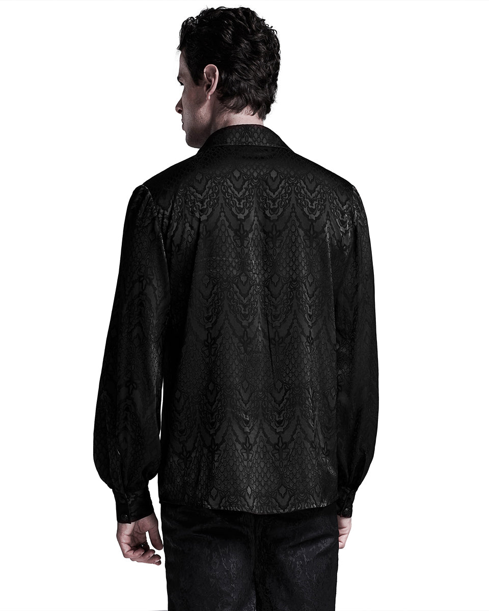 WY-1279 Mens Serpentine Gothic Dandy Shirt - Black