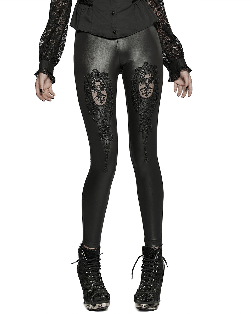 WK-522 Womens Gothic Lace Applique Leggings