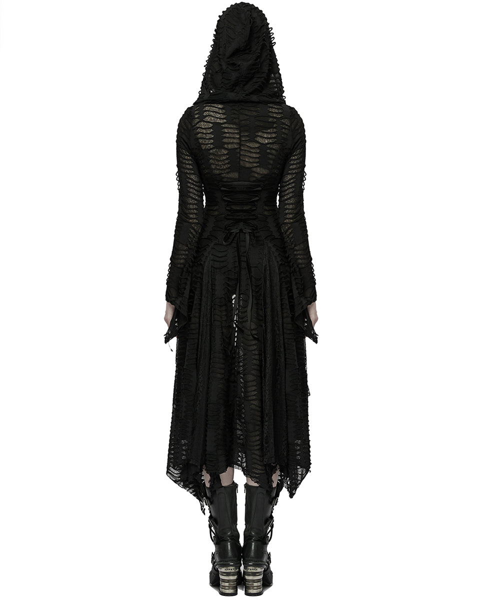 WY-1393 Decayed Ruins Shredded Apocalyptic Witch Hooded Cloak Jacket