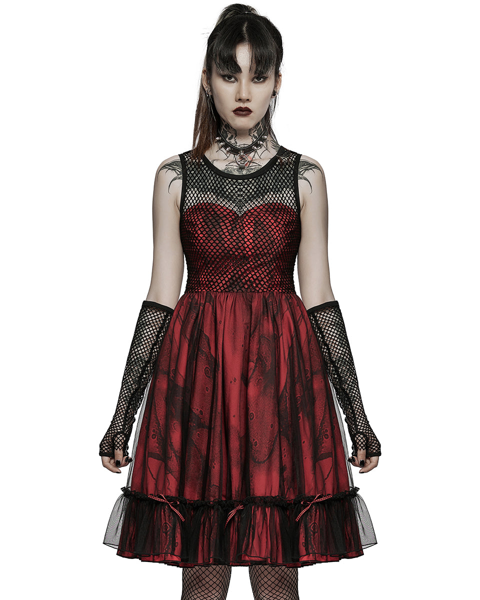 WLQ-099 Pyon Pyon Womens Gothic Layered Party Dress & Mesh Sleeves Set