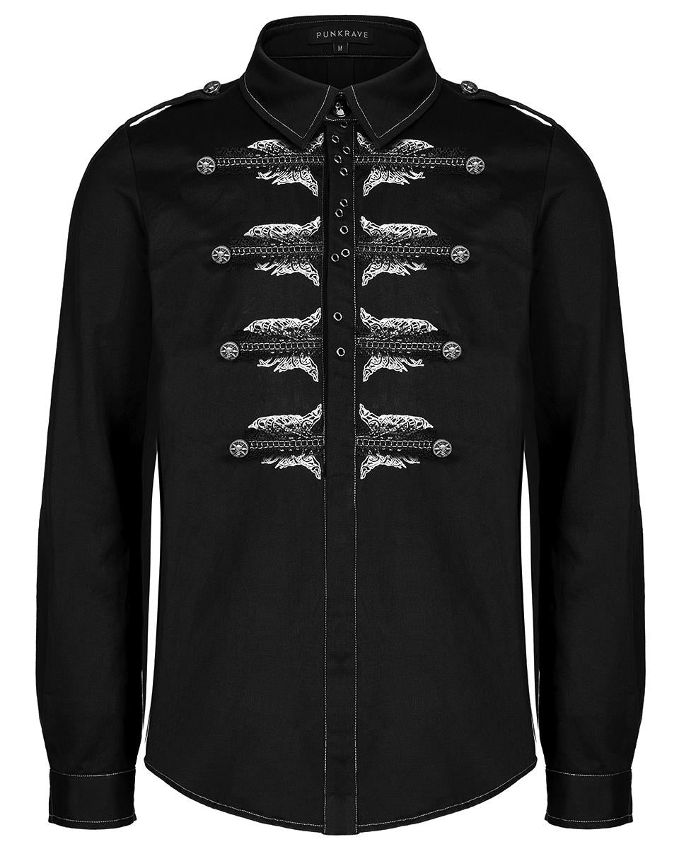 WY-1368 Mens Gothic Punk Wishbone Military Shirt