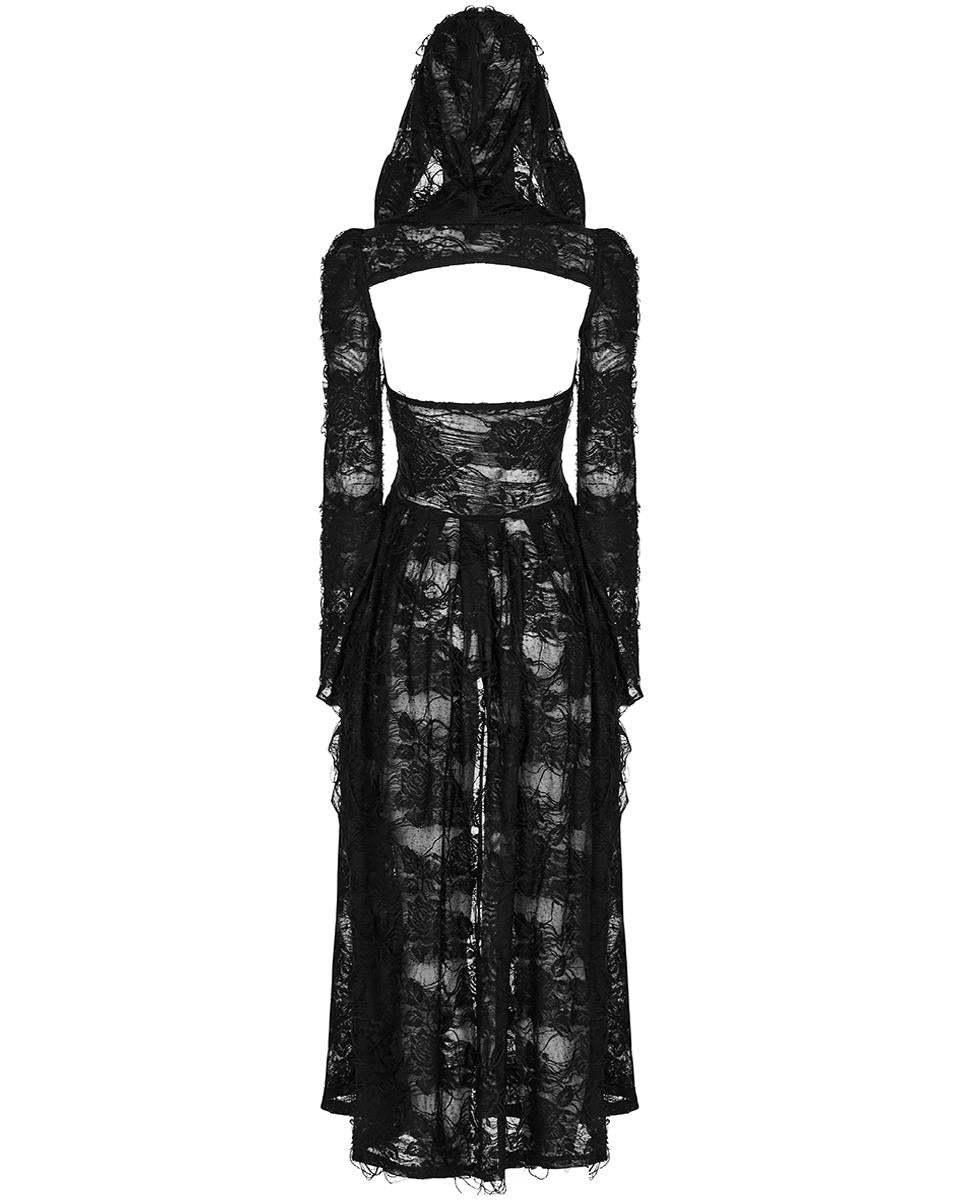 WY-1476 Womens Apocalyptic Gothic Witch Shredded 2-Hooded Piece Cloak Jacket