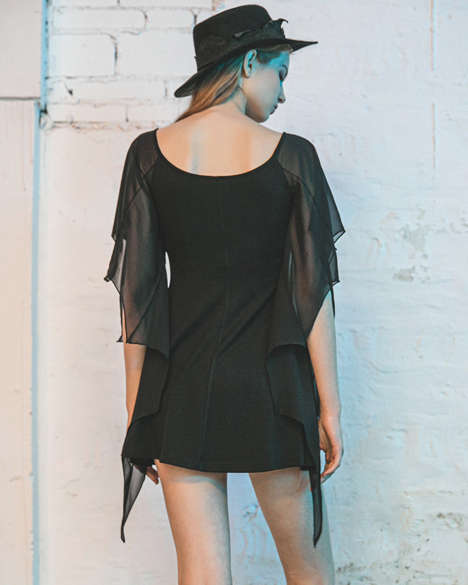 OPQ-770 Daily Life Chiffon Bat Wing Mini Dress