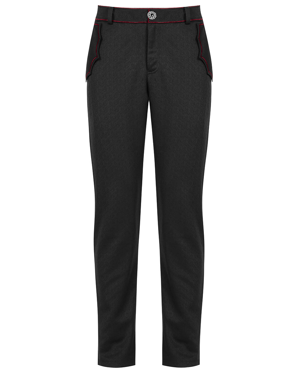 WK-481 Chiroptera Mens Gothic Dress Pants - Black & Red