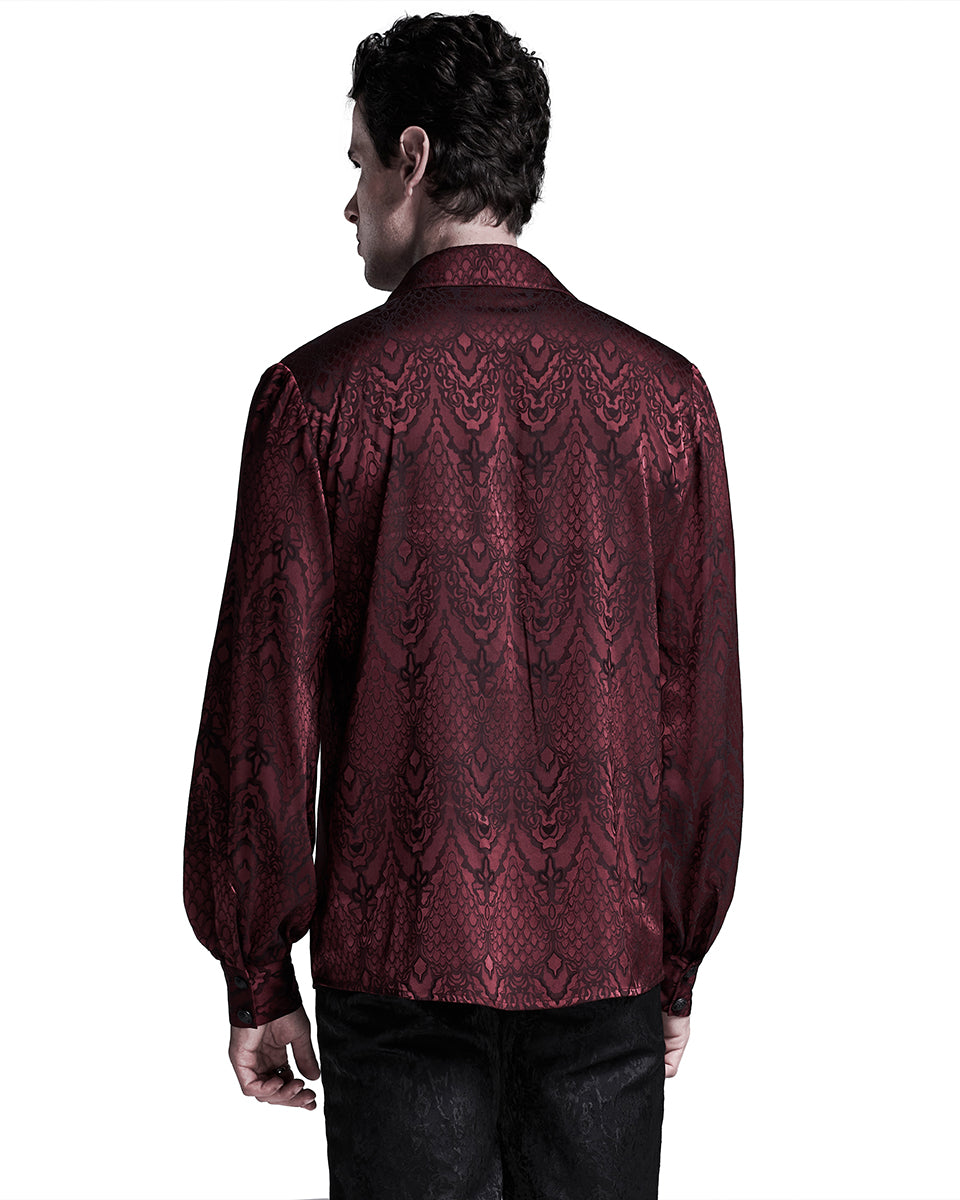 WY-1279 Mens Serpentine Gothic Dandy Shirt - Red