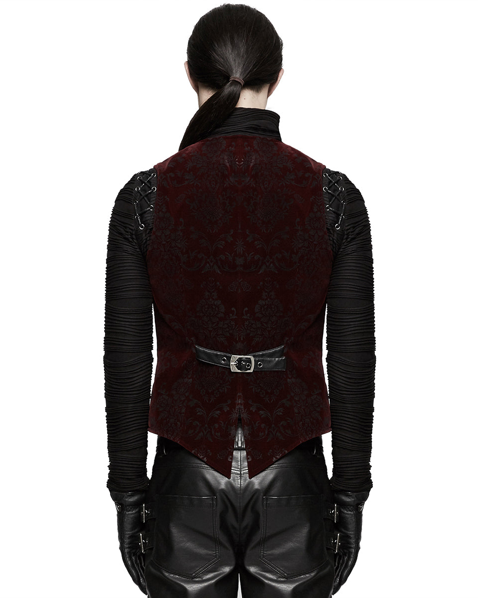 Y-813 Alcazar Mens Waistcoat Vest - Red Damask