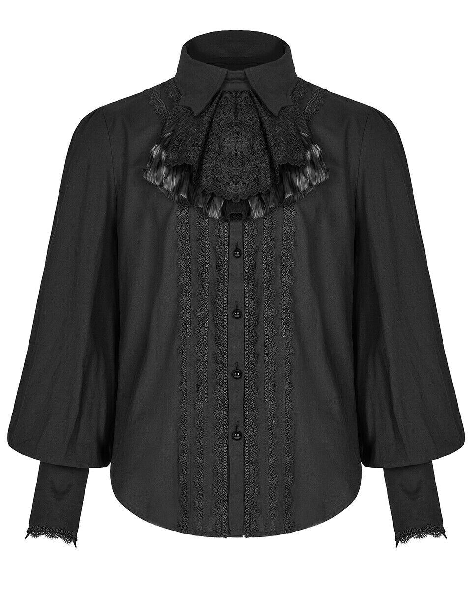 WY-1246 Vallerton Mens Gothic Regency Shirt & Cravat - Black