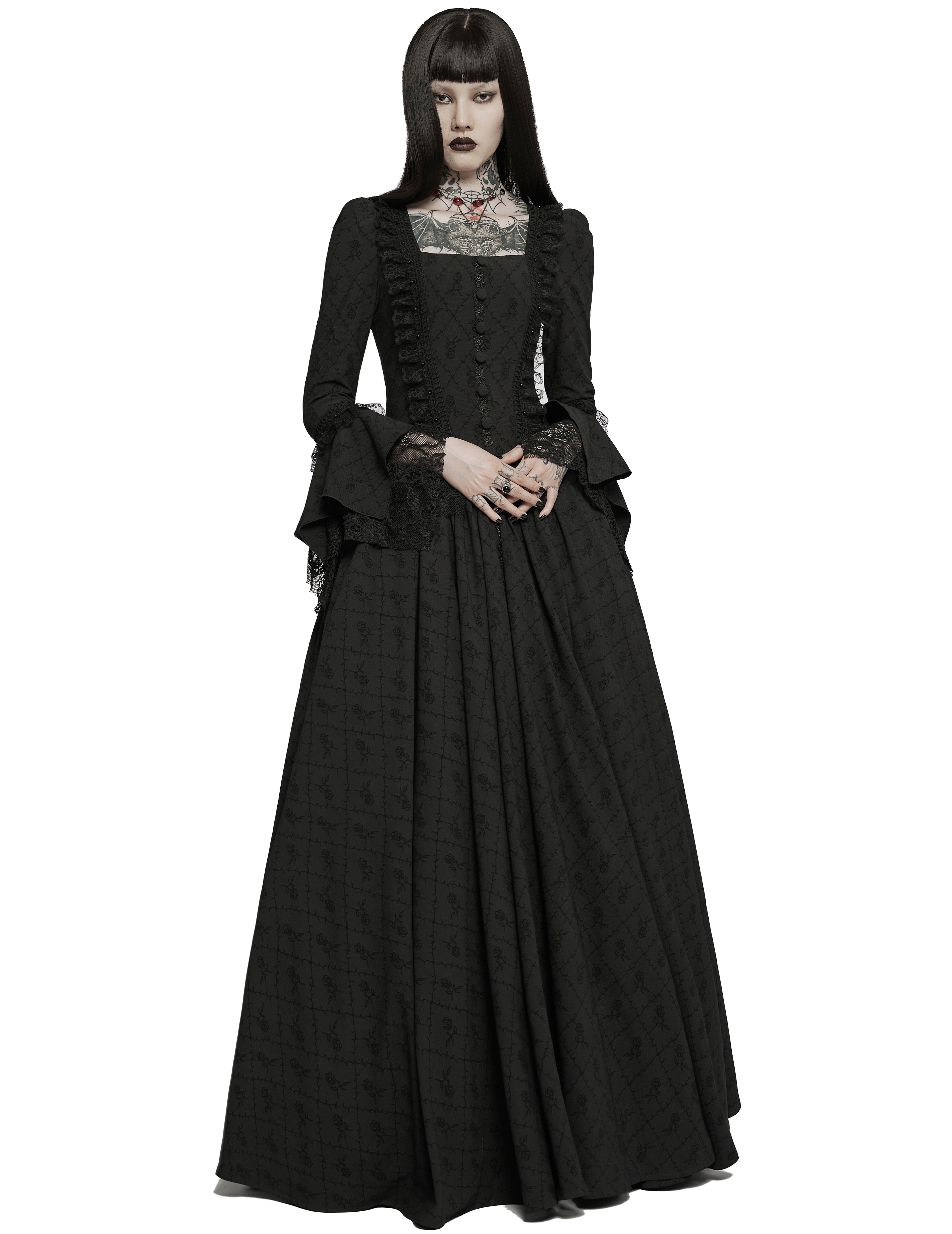 WQ-600 Womens Gothic Thorned Rose Gown Dress