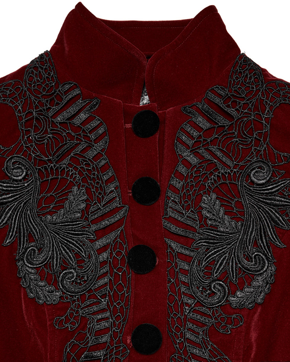 WY-1045 Vesperina Womens Gothic Velvet Riding Jacket - Red