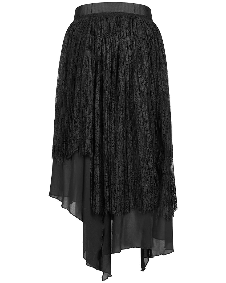 OPQ-1095 Daily Life Urban Occult Asymmetric Pleated Lace Skirt