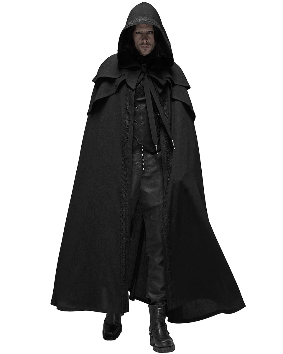 WY-1177 Necromancer Mens Hooded Gothic Travelling Cloak