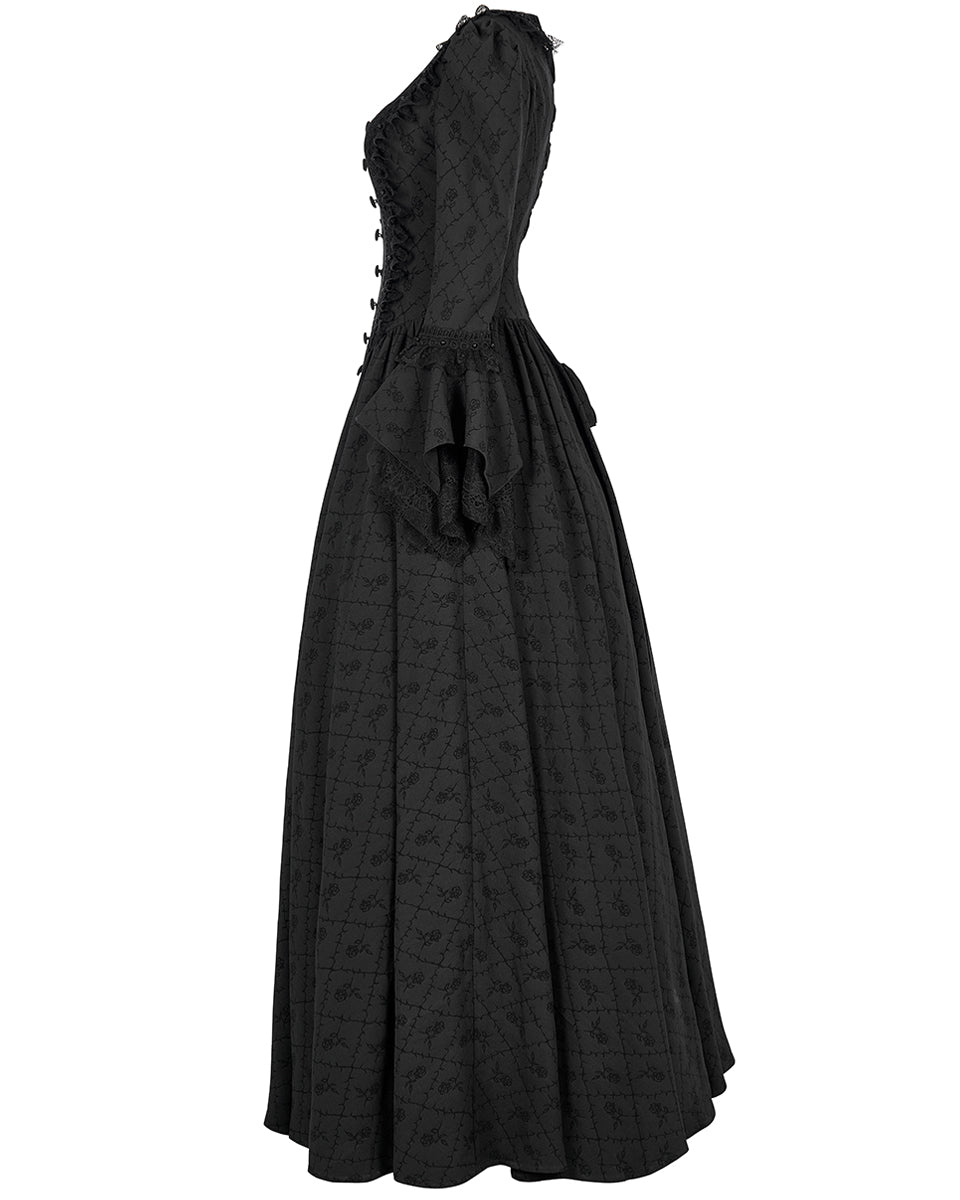 WQ-600 Womens Gothic Thorned Rose Gown Dress