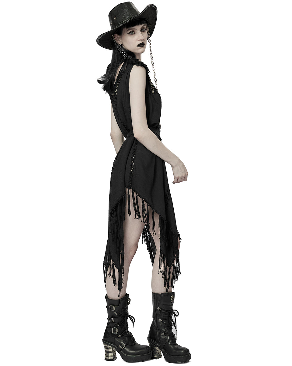 WQ-628 Apocalyptic Gothic Witch Oversized Kaftan Tank Dress