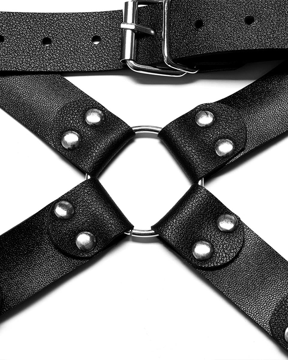 WS-494 Mens Faux Leather Spiked Harness